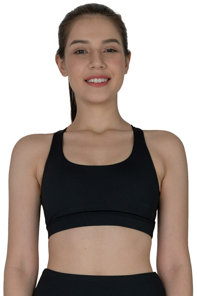 Criss-Cross Sports Bra in color Black by Chandra Yoga & Active Wear