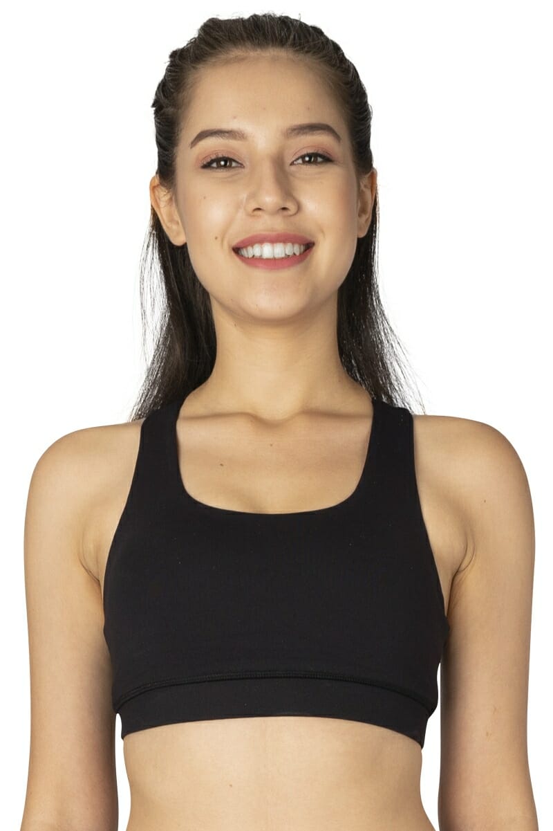 Download Criss-Cross Mesh Sports Bra in color Black by Chandra Yoga ...