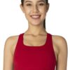 Red Criss-Cross Mesh Sports Bra front view