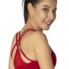 Red color Criss-Cross Mesh Sports Bra side view