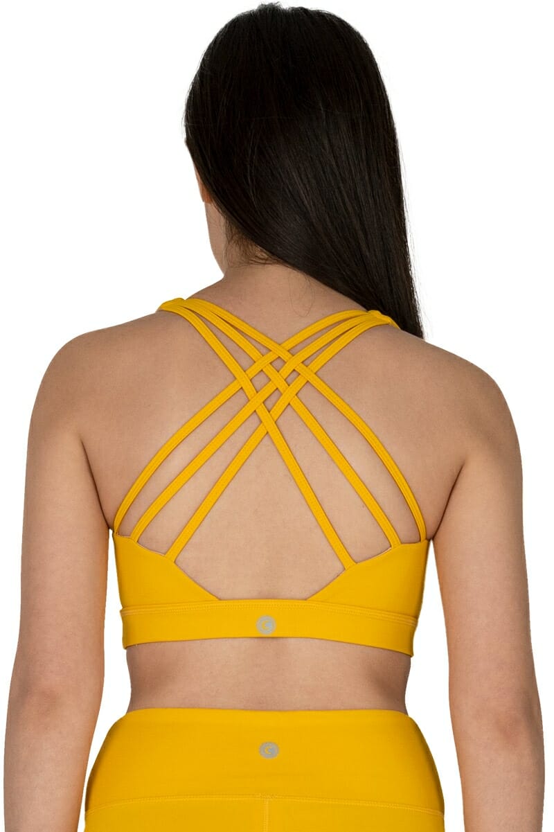 Criss-Cross Sports Bra in color Mustard by Chandra Yoga & Active Wear