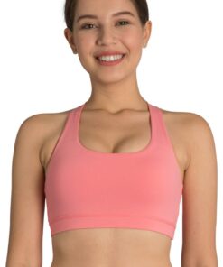 Criss-Cross Sports Bra in Peach color front view