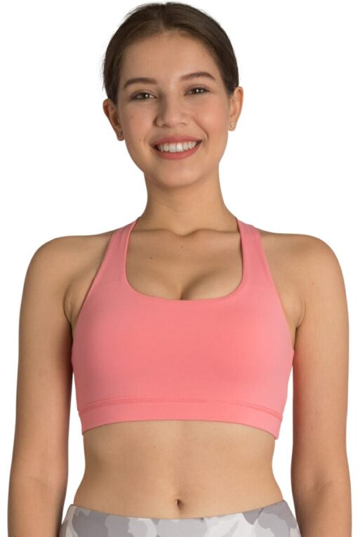 Criss-Cross Sports Bra in Peach color front view