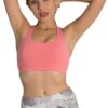 Criss-Cross Sports Bra in Peach color front view pose