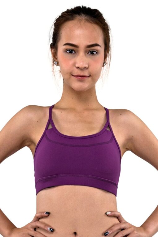 Cross-Strap Sports Bra in Violet front view