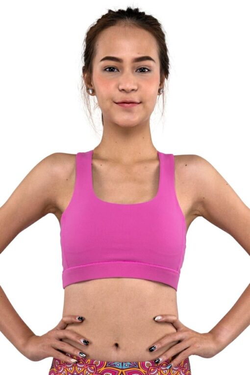 Racerback DLX Sports Bra in Pink front view