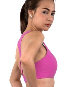 Racerback DLX Sports Bra in Pink right side