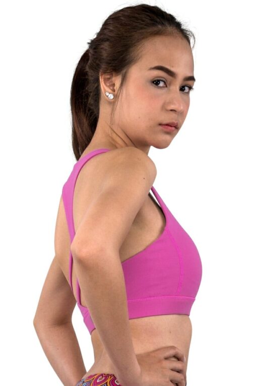 Racerback DLX Sports Bra in Pink right side