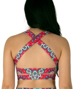 Back view of the X-Strap Sports Bra in Cranberry Zyama by Chandra Active