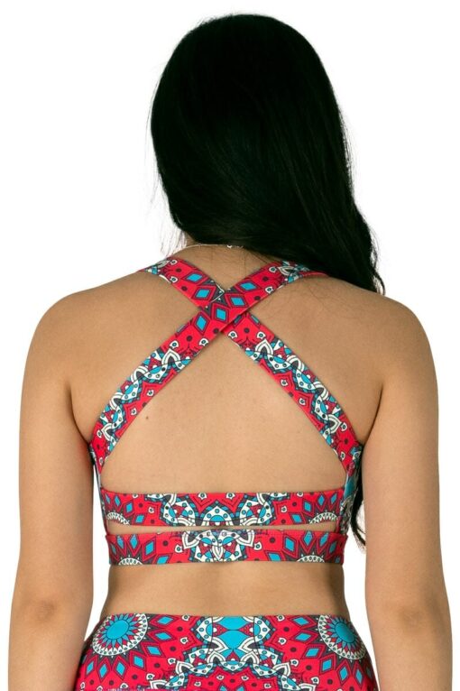 Back view of the X-Strap Sports Bra in Cranberry Zyama by Chandra Active