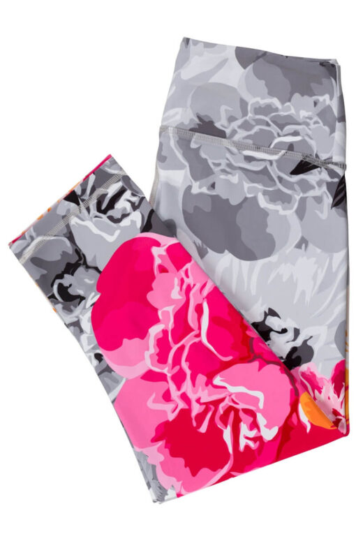 Floral Divergence Capri Printed Leggings folded