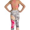 Criss-Cross Sports Bra in Peach with Floral Divergence Leggings