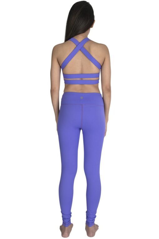 Iris color X-Strap Sports Bra with matching full-length leggings back side