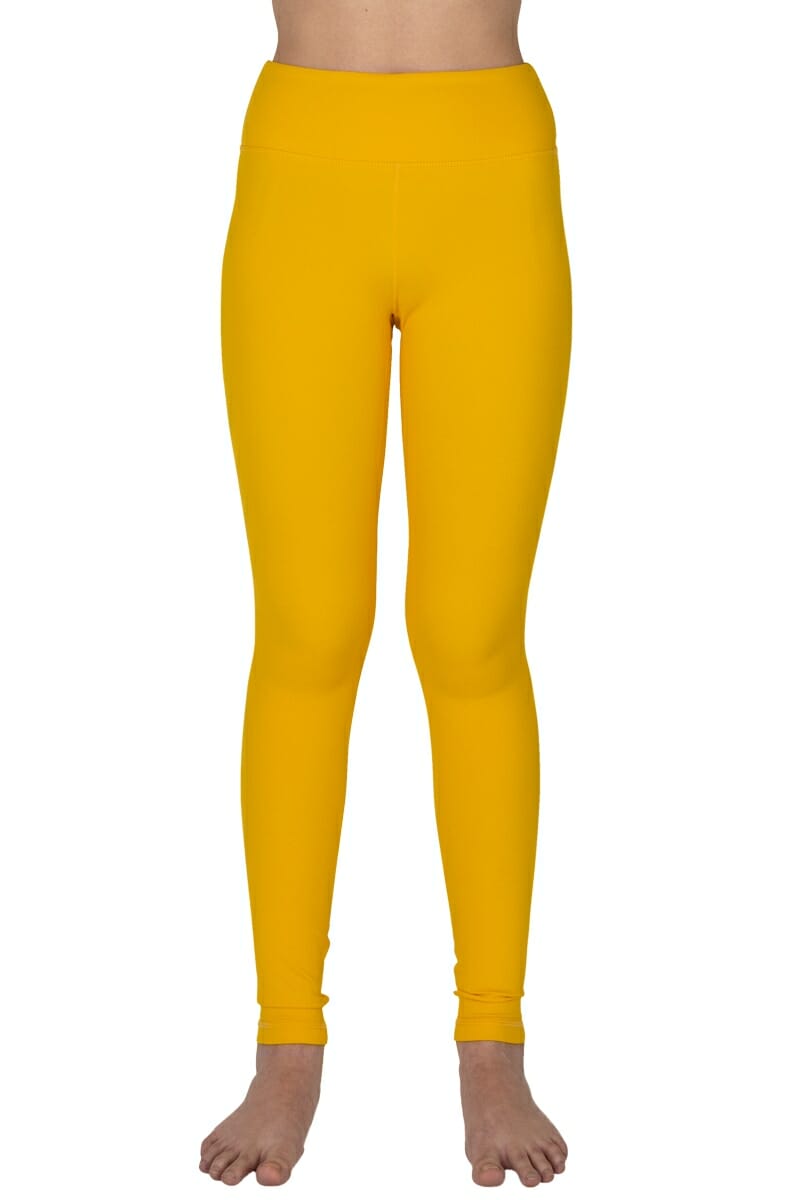 Mustard Full-Length Solid Leggings by Chandra Yoga & Active Wear