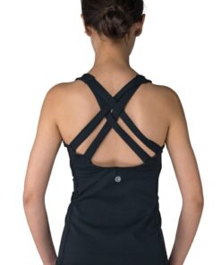 Double-Strap Sports Tank in black color back view
