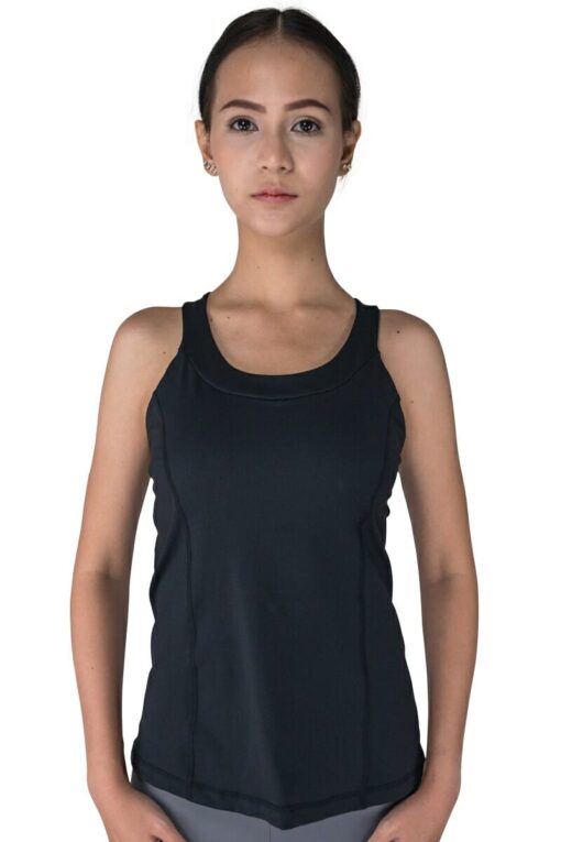 Double-Strap Sports Tank Top in black color