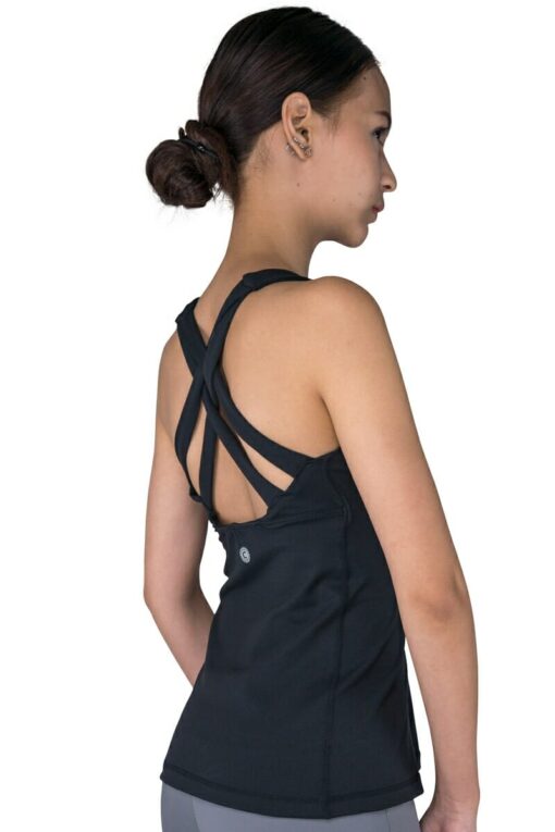 Double-Strap Sports Tank in black color side view