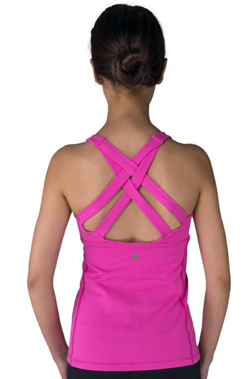 Double-Strap Sports Tank Top in Pink color back view