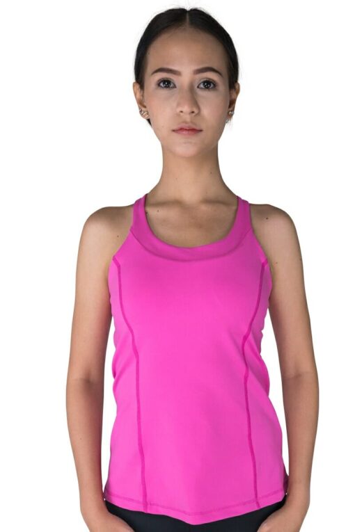 Double-Strap Sports Tank Top in Pink front view