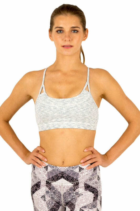 Ribbed Cross Strap Sports Bra with Double Strap Detail