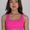Front view of Bubble Gum Pink Double-Strap Sports Bra