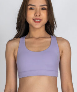 Front view of Pastel Purple Double-Strap Sports Bra