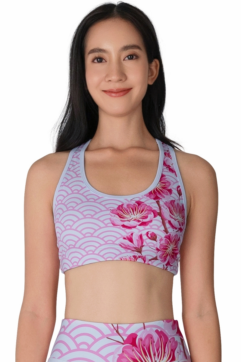 Racerback Sports Bra - Pink Abhra - Chandra Yoga & Active Wear