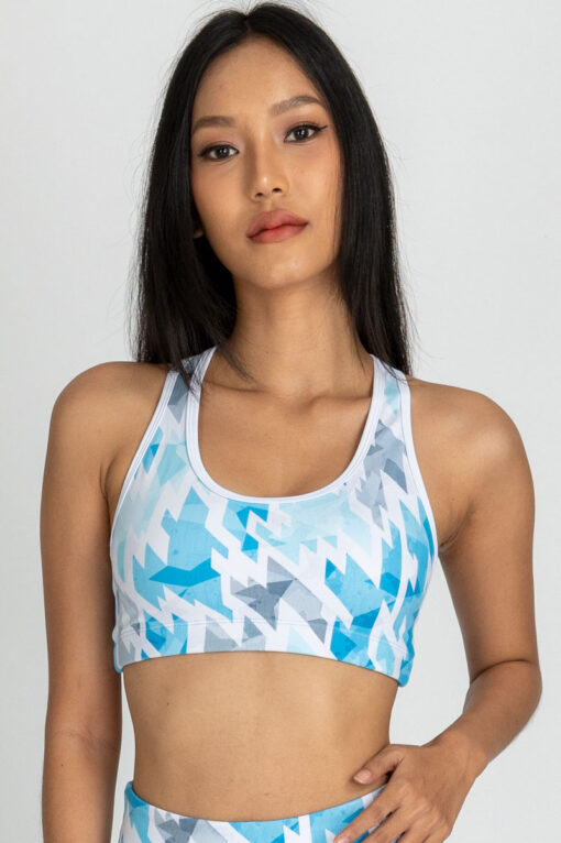 Front view of Puzzler Racerback Sports Bra by Chandra Yoga & Active Wear