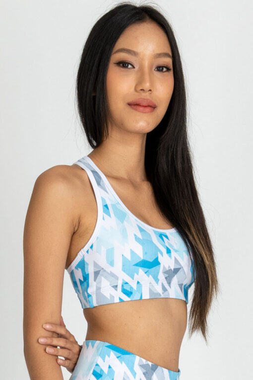 Side view of Puzzler Racerback Sports Bra by Chandra Yoga & Active Wear