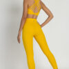 7/8 leggings with matching bra in color mustard back side