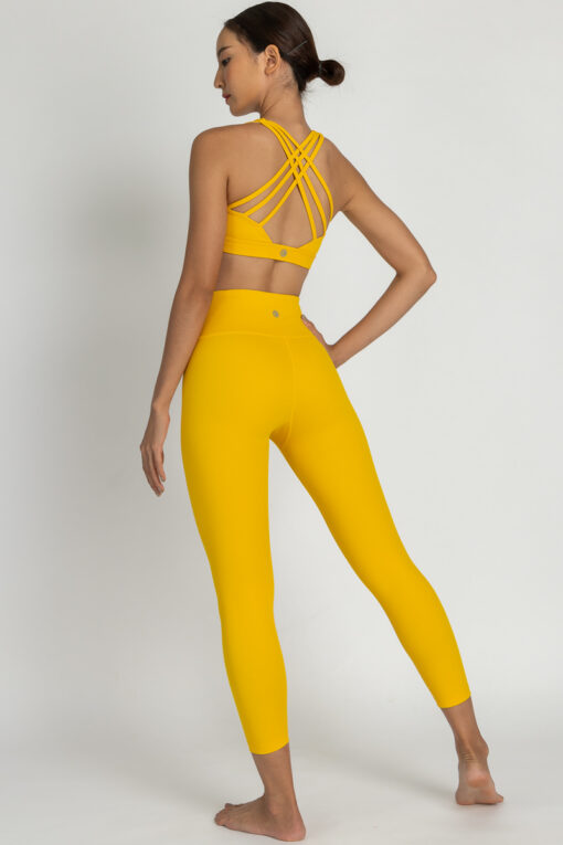 7/8 leggings with matching bra in color mustard back side