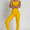 7/8 leggings with matching bra in color mustard front view
