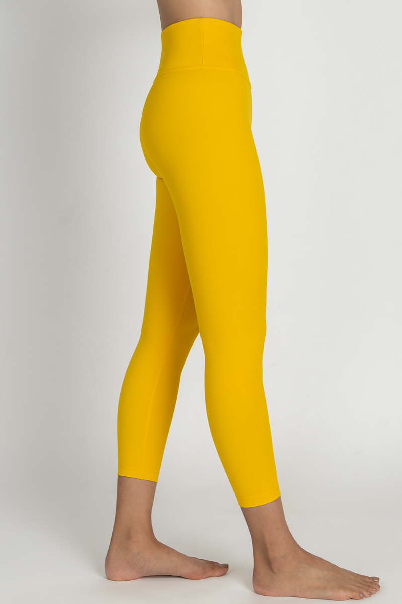 Mustard 7/8-Length Solid Leggings by Chandra Yoga & Active Wear