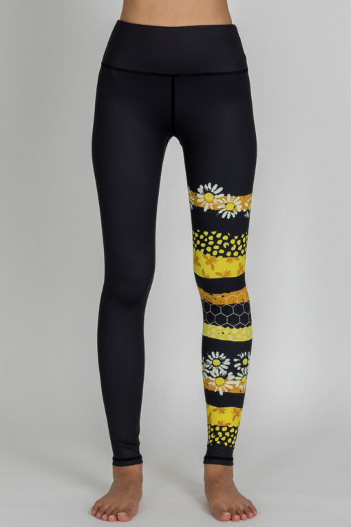 Front view of Beez full-length Leggings by Chandra Yoga & Active Wear