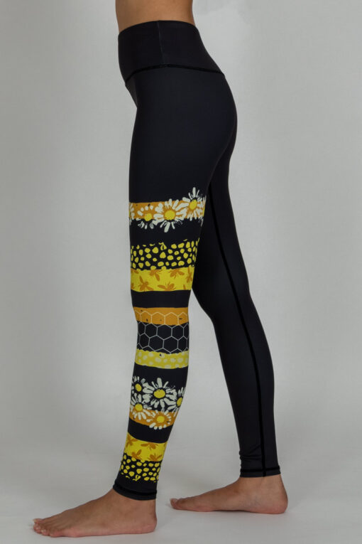 Side view of Beez full-length Leggings by Chandra Yoga & Active Wear