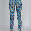 Front view of Blue Cheetah full-length Leggings by Chandra Yoga & Active Wear