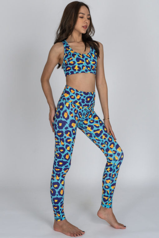 Blue Cheetah full-length Leggings showing the front with matching top