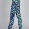 Side view of Blue Cheetah full-length Leggings by Chandra Yoga & Active Wear