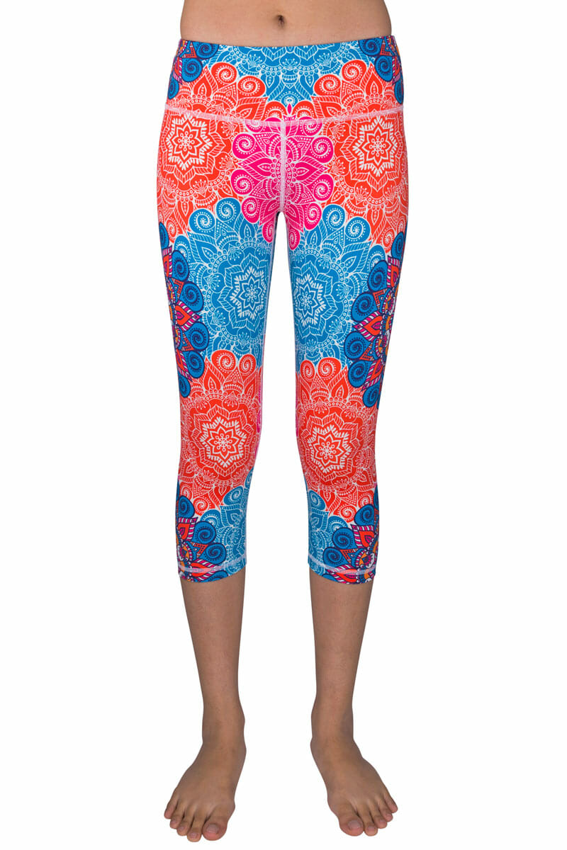 kiem Grootste woestenij Brilliant Mandala Printed Capri Leggings by Chandra Yoga & Active Wear