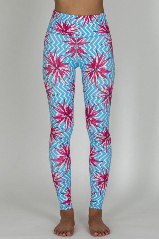 Front view of Flowergy full-length Leggings by Chandra Yoga & Active Wear
