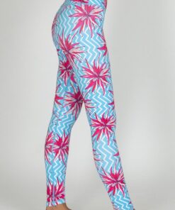 Side view of Flowergy full-length Leggings by Chandra Yoga & Active Wear