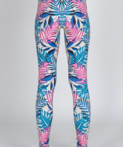Back view of Leaves full-length Leggings by Chandra Yoga & Active Wear