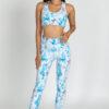 Front view of Puzzler Racerback Sports Bra and matching full-length Leggings by Chandra Yoga & Active Wear