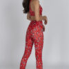 Red Paisley full-length Leggings showing the side with matching top.