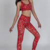 Red Paisley full-length Leggings showing the front with matching top