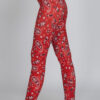 Side view of Red Paisley full-length Leggings by Chandra Yoga & Active Wear
