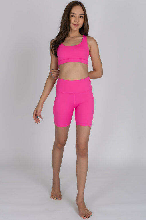 Bubble Gum Pink Fitness Shorts with matching top