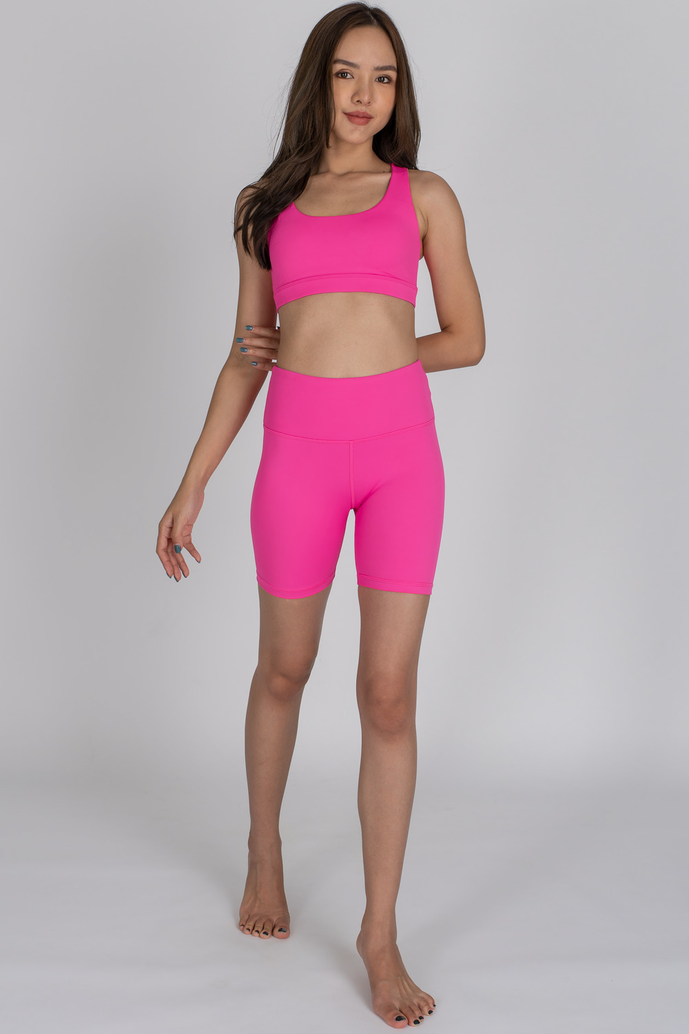 Bubble Gum Pink Fitness Shorts by Chandra Yoga & Active Wear