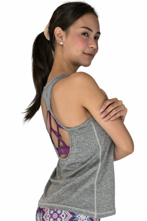 Lightweight Cover-Tank in Grey by Chandra Yoga & Active Wear